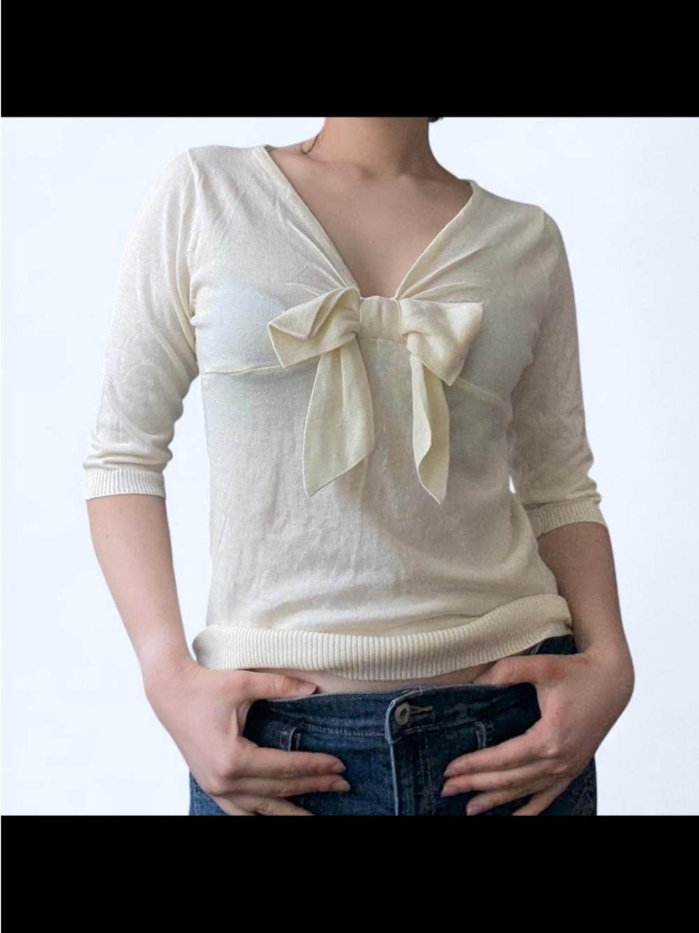 Butter Yellow Coquette Bow Summer Knit Quarter Sleeve